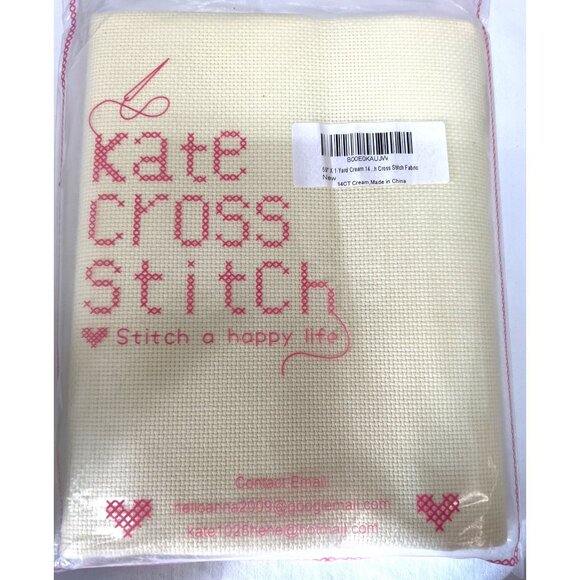 Cream Cotton Aida Cloth Cross Stitch Fabric - 59" x 1 Yard - 14CT - Picture 1 of 3